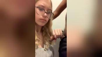 video of blond nerd sucking black