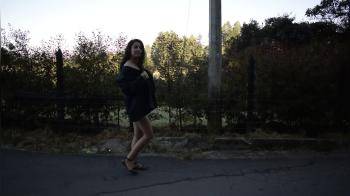 video of shy girl walkin around to flash her great body
