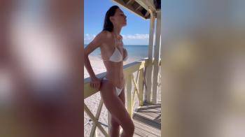 video of hot brunette white bikini