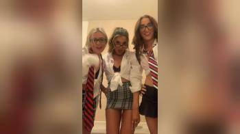 video of three schoolgirls for halloween