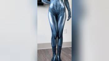 video of spider woman in bodysuit