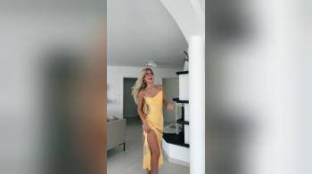 video of hot blonde yellow dress