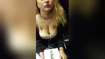 video of Hot Teen Girl Down blouse on Train
