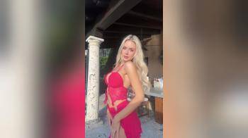 video of hot blonde red outfit