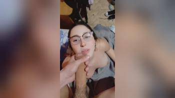 video of glasses girl talking blowjob