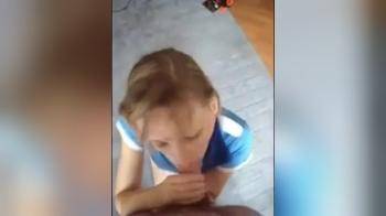 video of on her knees to swallow cum