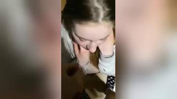 video of on her knees to swallow