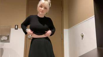 video of sexy blonde flashing at work