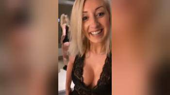 video of Blonde does selfie in friends home