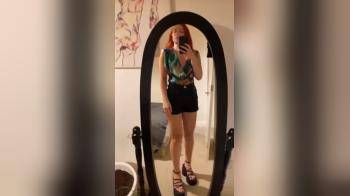 video of hot long legged redhead in the mirror