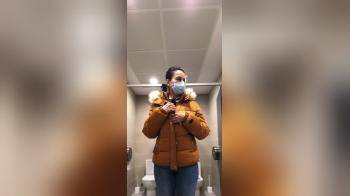 video of Bathroom selfie showing her bg tits