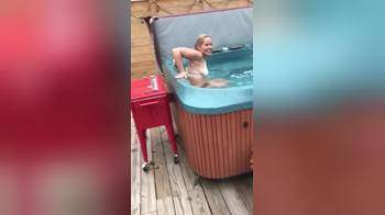 video of See through bikini soccer mom in hot tub