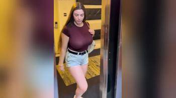 video of Big boobs in elevator