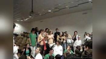 video of College girls flashing in classroom