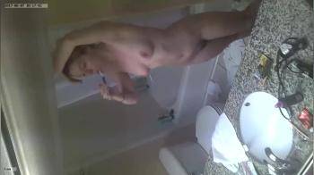 video of Naked in her bathroom getting into the shower