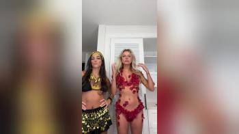 video of two halloween girls dancing