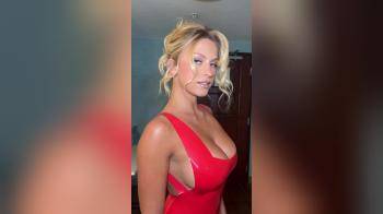 video of blonde in tight red dress