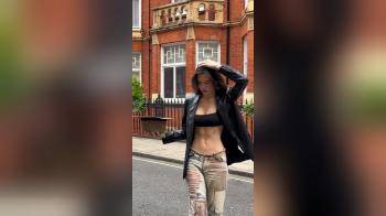 video of nice abs with jacket