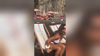 video of Hot babe seethru nipples in white swimsuit