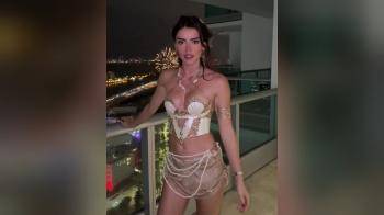 video of fireworks or her outfit