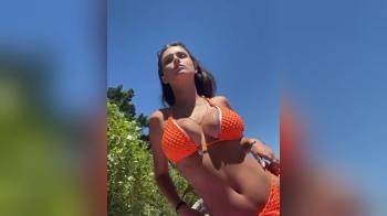 video of huge boobs orange top