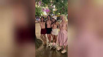 video of Four daring friends take their tits out