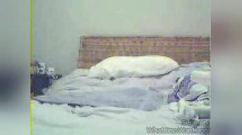 video of Blonde On Bed Blue Dildo