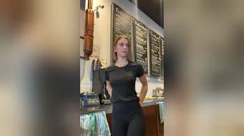 video of barista flashes nice tits at work