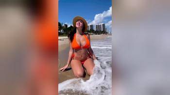 video of big tits orange bikini