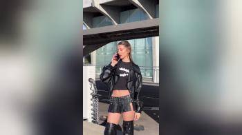 video of big belt tiny skirt