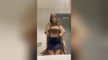 video of Flashing tits at Public toilet