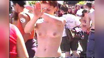 video of topless redhead on the street
