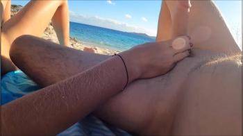 video of At the Public Beach I Jerk off another Man I Spread his Cum on the Breasts People around