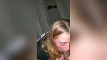 video of Hot blonde makes his cock explode