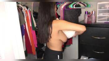 video of gf trying on tops to cover big tits