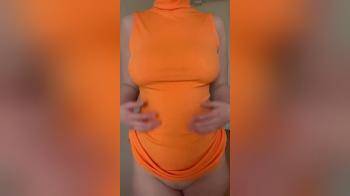 video of orange dress goes up