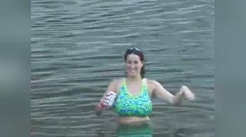 video of Busty river babe with multiple flashes