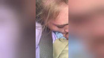 video of Young blonde teen gives road head