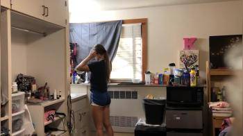 video of Petite girl in her dorm