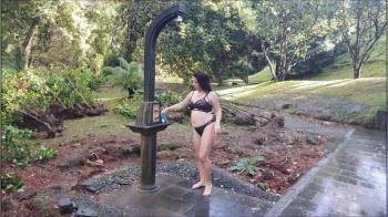 video of Busty Girl with Big Ass Takes Public Shower