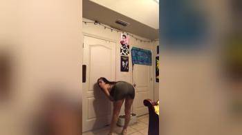 video of Cute hispanic girl stripping in her bedroom