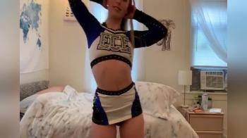 video of College cheerleader strip and pussy play