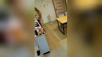 video of Spy Cam naked wife in kitchen