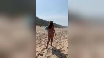 video of Beach walk and nice bum