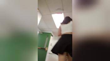 video of Little black skirt doesn t cover her ass