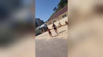video of Black bikini girl walking