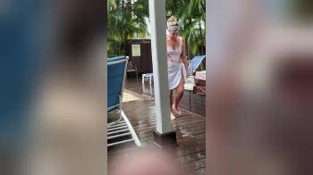 video of See through swimsuit fabric on wife