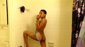 video of Steamy Shower For Short Haired Ebony