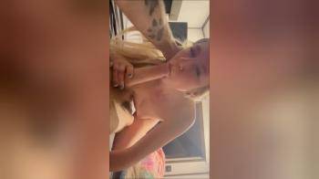 video of Cute Blonde Rides Big Cock and Swallows