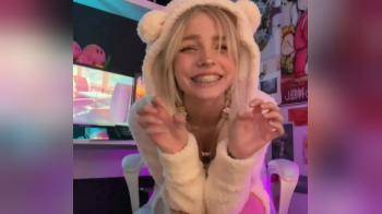 video of Tattoed blonde enjoying herself in front of camera